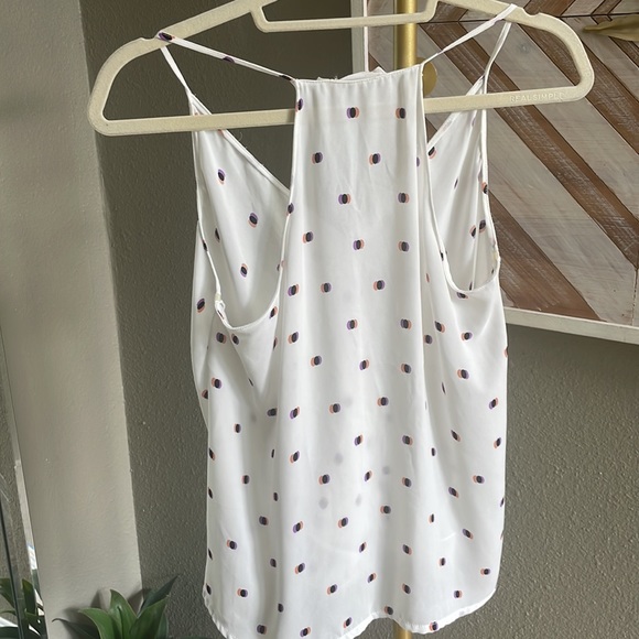 Lush razor back tank white with orange & purple dots size small - Picture 5 of 7